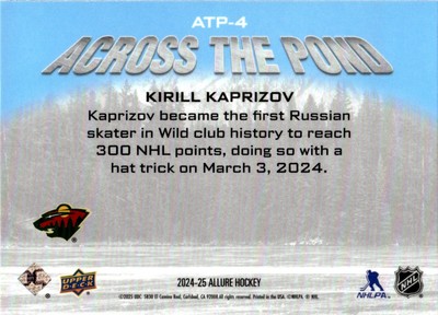 2024-25 Upper Deck Allure Across the Pond Kirill Kaprizov