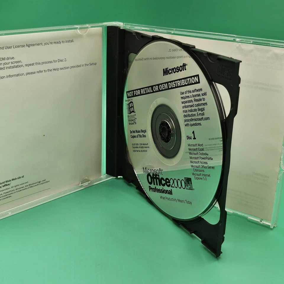 Microsoft Office - 2000 (CD) Professional With Product Key 2 Disc CD-ROM Vintage - Image 2 of 4