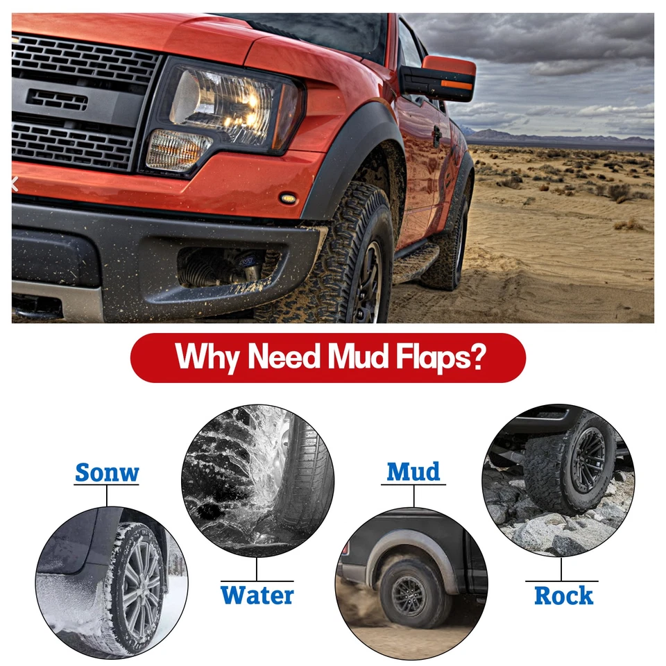 For Ford F-250 F-350 F-550 Super Duty Splash Guards Mud Flpas w/o Fender Flare - Image 3 of 4
