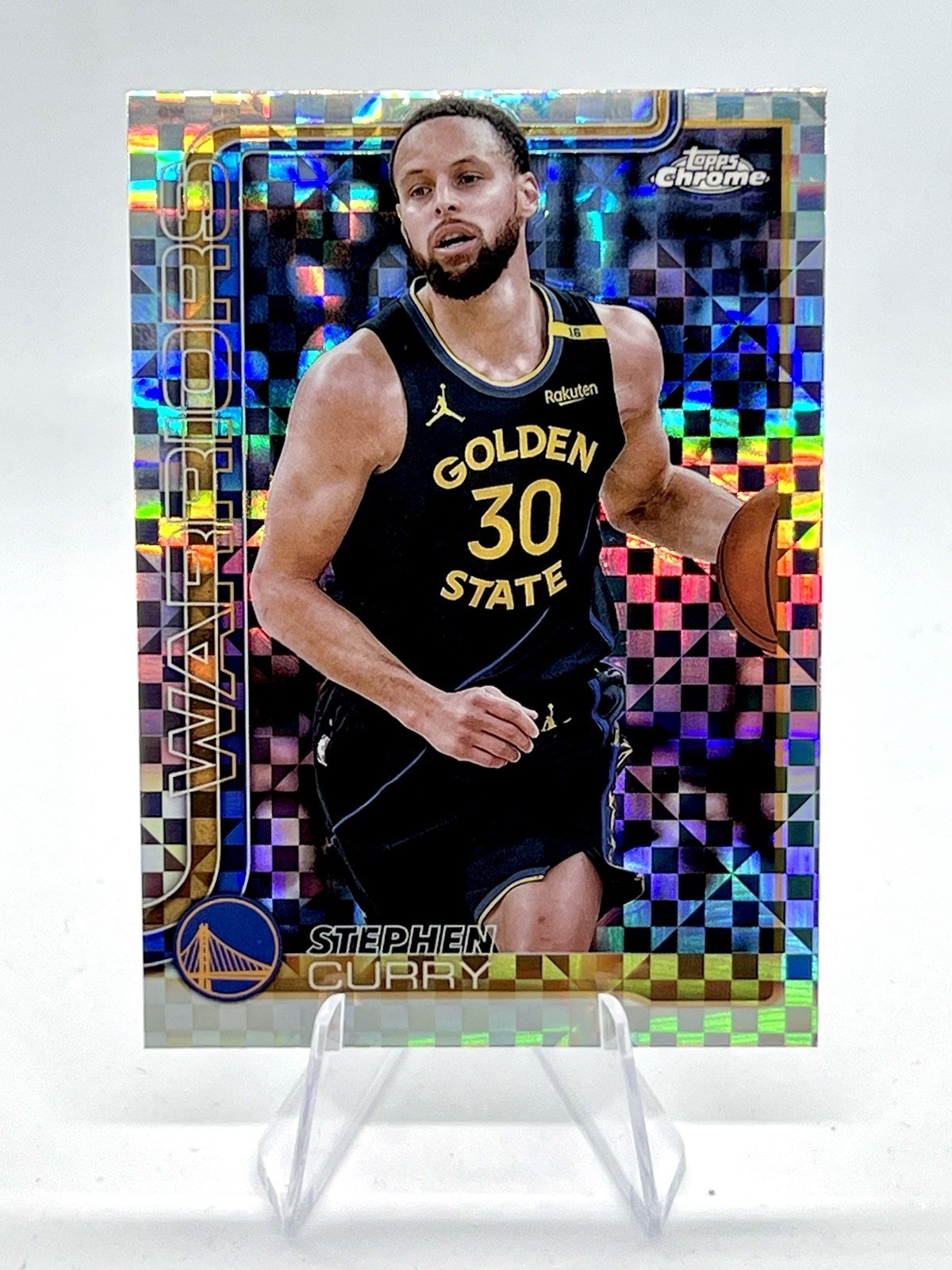 Stephen Curry 2025 Topps Chrome X-Fractor #201 Warriors