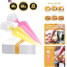200 Pack 12 Inch Disposable Tipless Piping Bags for Royal Icing