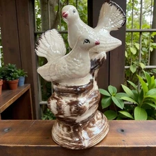  Vtg Collectible Doves Cermamic Figure Statue MCM Cottagecore Aviary Bird Lover