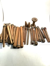 Wood Spools Bobbins Wooden Industrial 3"-10" Vintage Quills Mix Lot-30: