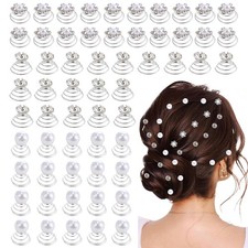 60 Pcs Gems Rhinestone Twister Hair Studs Spiral Hair Pins for Wedding Bridal