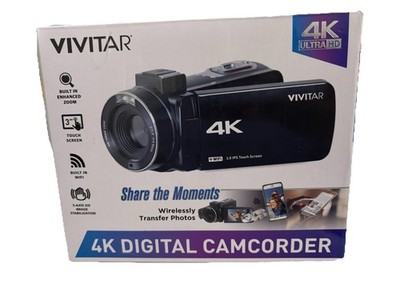 Vivitar 4K Ultra HD Handheld Camcorder Touch Screen Night Vision WiFi DVR4K-BLK