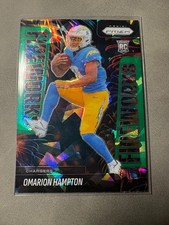 2025 Panini Prizm - Fireworks Omarion Hampton #17 Green Ice Prizm (RC) Chargers 