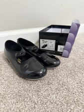 Dance Class Girls Black Patent Mary Jane Tap Shoes Size 11 with Original Box