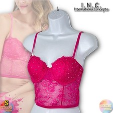 NWT INC International Concepts Women's S Embellished Lace Bustier Pink