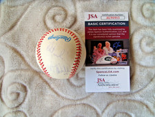 Albert Belle signed baseball official OAL Budig ball autograph JSA cert inscrip