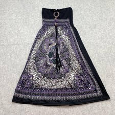 646 Main Dress Womens One Size Purple Paisley Beaded Smocked Halter Festival