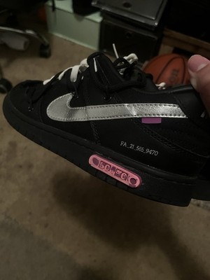 Nike Off-White x Dunk Low Lot of 50 Black/Metallic Back is peeling off  NO BOX  