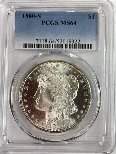 1880-S Morgan Dollar PCGS MS64 Graded Silver $1 Coin