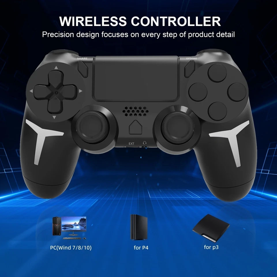 Controlador de juego inalámbrico Bluetooth para PS4/PS3 Gamepad de doble vibración con tacto Foto 3 de 4