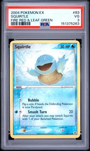 2004 POKEMON EX FIRE RED & LEAF GREEN #83 SQUIRTLE PSA 3