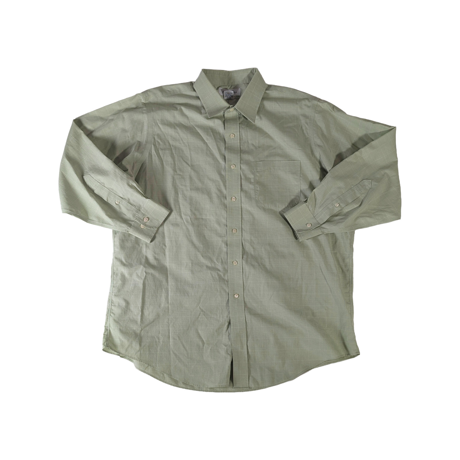 Brooks Brothers Button Down Shirt Men 17 32/33 Green Plaid 100% Non-Iron Cotton