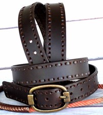 L Unisex Full Grain Cowhide 100 Leather Casual Dress Belt Brown 2614RS01