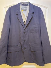Eddie Bauer Men's Size 46 Navy Slate Nylon Travel Tech Travex Blazer Jacket