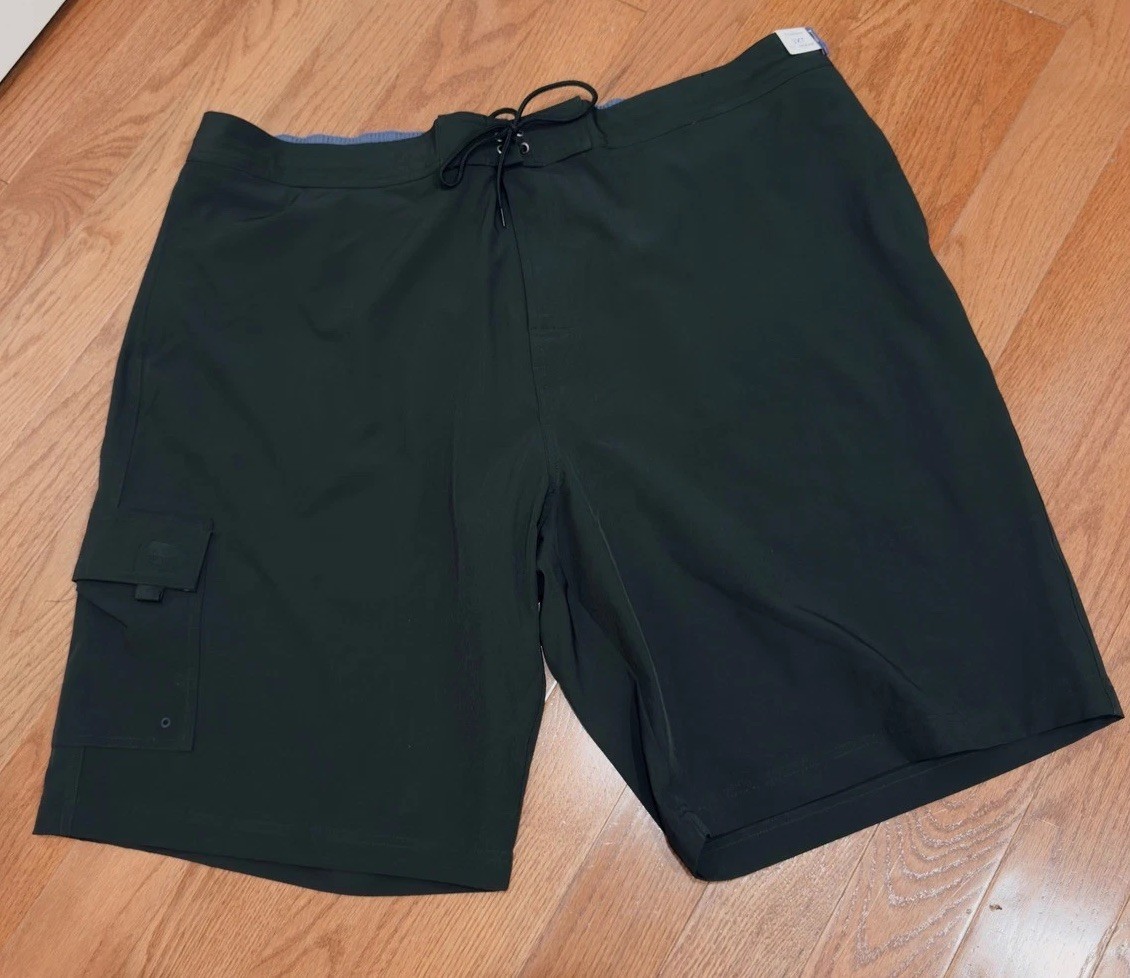 Caribbean Mens 3XT Black Waveliner Cargo Board Shorts Swim 3X Tall NEW