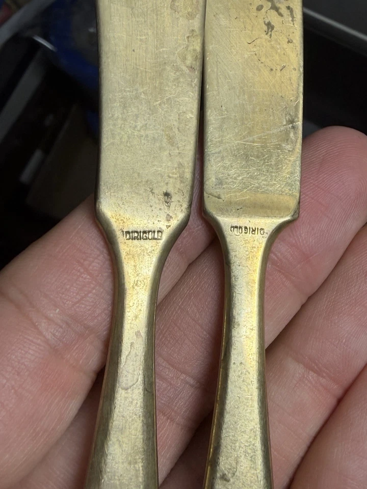 Lote de 12 esparcidores de mantequilla cubiertos Dirigold Dirilyte Goldware Regal Foto 3 de 4