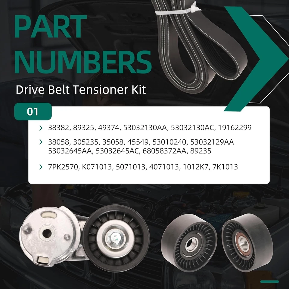 Kit de montaje de polea tensora de correa de transmisión apto para kit tensor de correa de transmisión con correa Foto 3 de 4