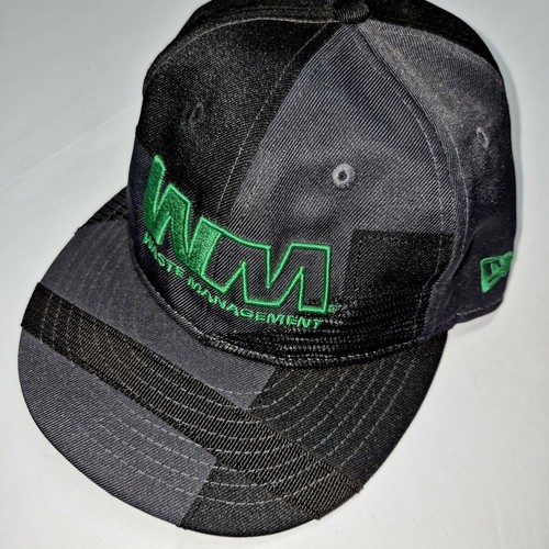New Era 9FIFTY Waste Management WM Hat Cap Strapback Black Gray 2 Tone Retro EUC
