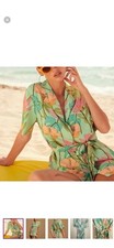 NWT Lulu’s Retro Green Dress Floral Mini Short Sleeve Size Large