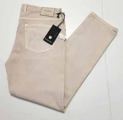 New $289 TELERIA ZED 5 Pocket Casual Pants Men 40x33 Beige Cobra 19 Jeans ITALY