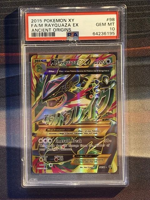 Super Clean Pokemon PSA 10 Gem Mint Mega M Rayquaza EX 98/98 Ancient Origins