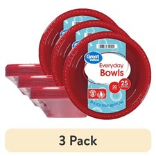 Everyday Disposable Plastic Bowls Red 20 Ounce 25 Count 3 Pack