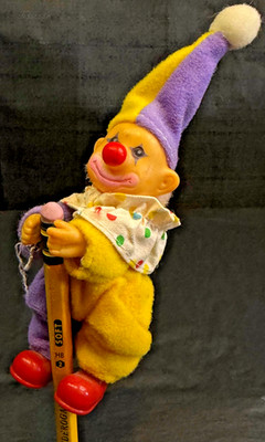 RAD 80s Retro PENCIL HUGGER Clown Tall Hat Purple Yellow Outfit