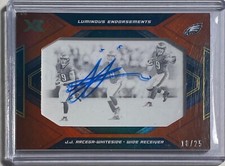 J.J. ARCEGA-WHITESIDE 2019 XR LUMINOUS ENDORSEMENTS AUTO ORANGE ROOKIE RC #D /25