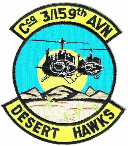 US ARMY 3-159th AVIATION C Co DESERT HAWKS HELICOPTER Patch NEU