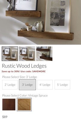 Pottery Barn Rustic Wood Ledge 3ft Vintage Spruce Ebay