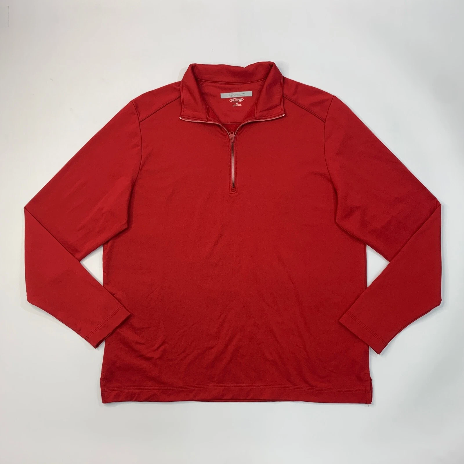 VETEMENTS Greg Norman Felpa Uomo M Media Rossa PlayDry Quarto Zip Foderata in Pile Golf