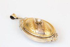 Rimorchio Medaglione Argento Dorato Perla Antico Gioiello -pieghevole Donna