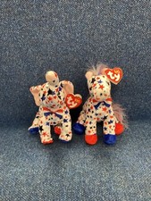 Ty Beanie Babies Lefty and Righty RARE With Tag Errors Patriotic Stars Theme