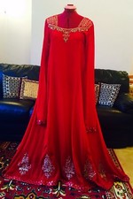 Asian/Indian/Pakistani red Desgner Anrkali Wedng/party/formal/Maxi/Embriodered3p