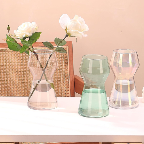 8 Inch Clear Glass Flower Vases for Decor, Glass Vase Decorative Home Indoor Des - 第 7/8 張圖片