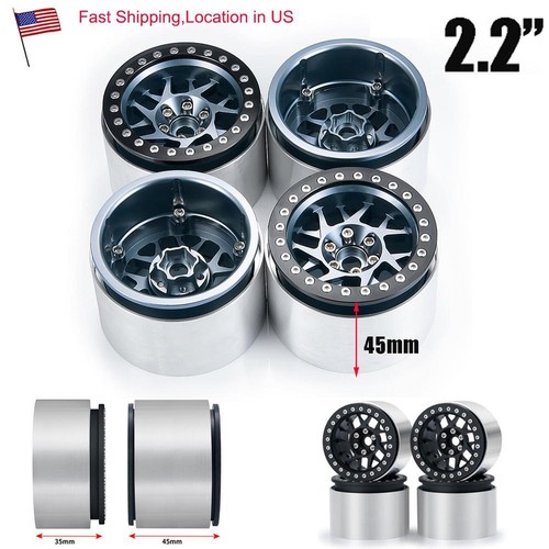 4 Jantes Aluminium Beadlock 2.2 Pour Crawler RC 1/10 – Compatible Axial Wraith/SCX10, Traxxas TRX-4/D90 – Neuf