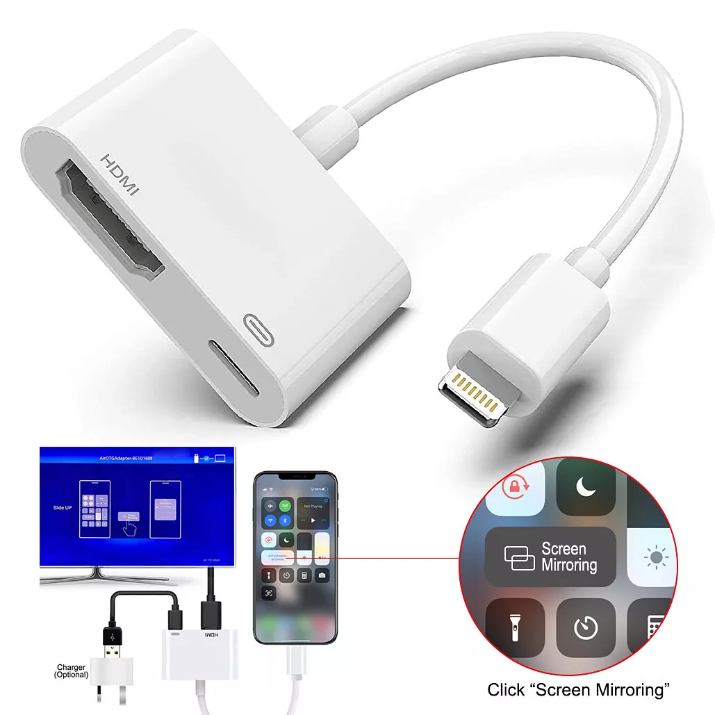 Lightning to HDMI Cable Adapter for iPhone, iPhone to HDMI Adapter Cable to  TV