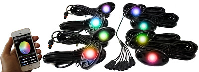 Race Sport RSLD8KITCS 8-LED Glow Pod Black Kit Smartphone Controlled w Brain Box