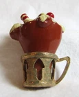 VINTAGE COSTUME JEWELRY PORCELAIN ICE CREAM SUNDEE IN CUP  BROOCH PIN