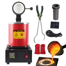 NTUD 1500W Electric Gold Melting Furnace 6.6LB Crucible Casting Ingot Mold Kit