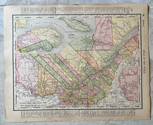 1904 Map Of Ontario & Quebec Canada By Rand McNally & Co. - Picture 1 of 3