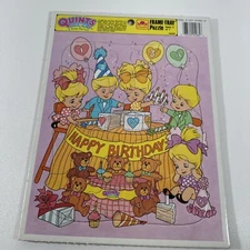 Vintage Golden Quints Happy Birthday Frame Tray Puzzle 4058 1980s Kids Toy
