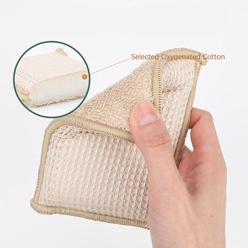 6pcs/set Bamboo Fiber Dishwashing Scouring Pads Dish Towel Sponge Scrub Rag - Afbeelding 7 van 11
