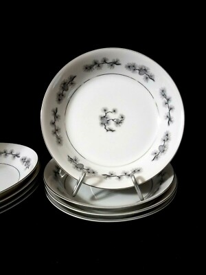 *EXPRESS CHINA SILVER CONE Seyei Japan (4) 7.5'' Coupe Soup Salad Bowls VG