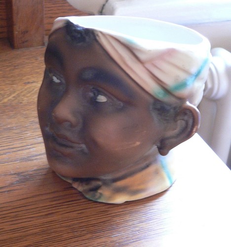Antique Bisque Tobacco Jar Depicting a Black Girl's Face/Head (without Lid) - Picture 4 of 6