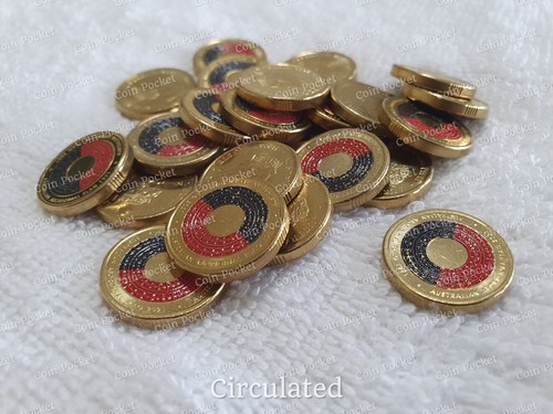 Bandera Aborigen 2021 Rojo Negro Dos Dólares Moneda Color $2 Australia Rara - CIRC - Imagen 7 de 13