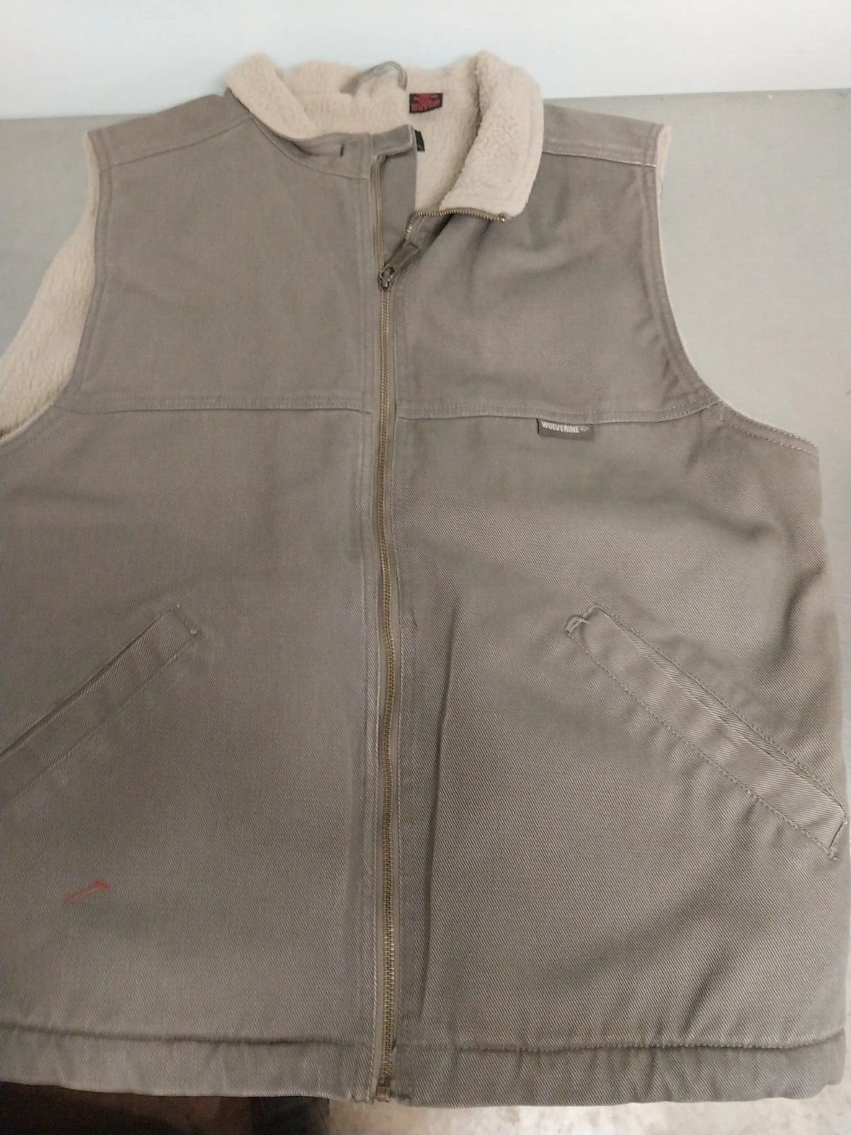 Wolverine Full Zip Outdoor Canvas Vest-Size Medium-Lined-Green